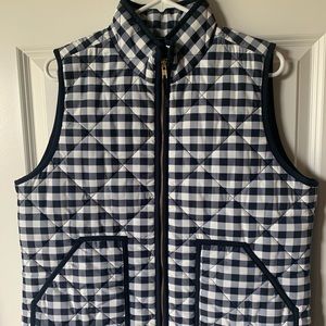 J Crew Mercantile puffer vest in blue gingham